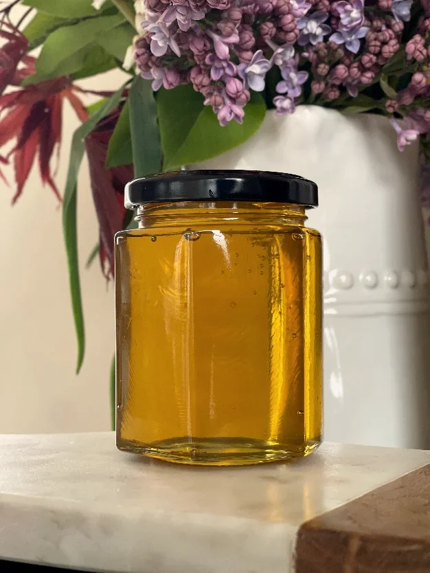 Mini honey favor jars with custom labels
